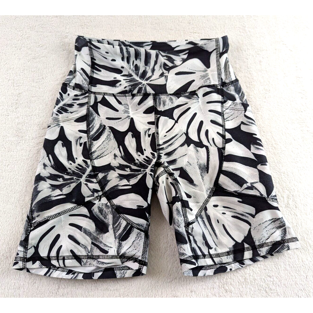 Cycle House sz S Biker Shorts mid rise colorful leaf print 1153